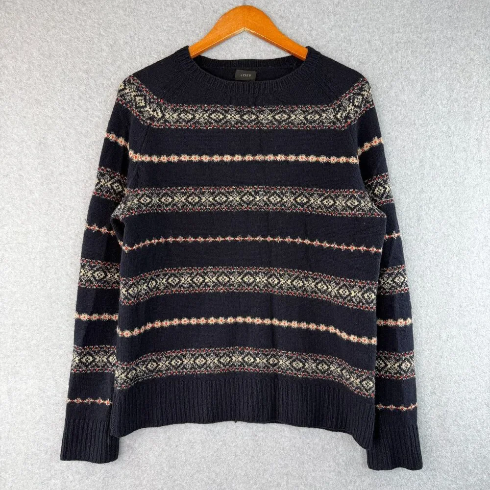 J.Crew Men's Crewneck Sweater Fair Isle Geometric Pullover Preppy Holiday Sz M